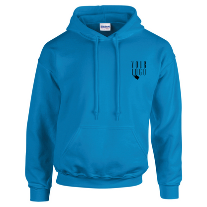 A hoodie with a personalised touch, featuring a company logo embroidered on the chest