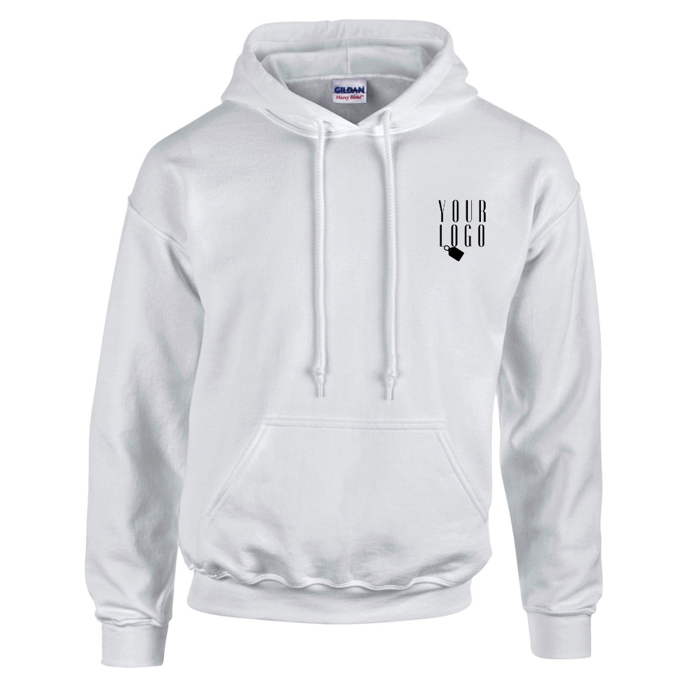 A hoodie with a personalised touch, featuring a company logo embroidered on the chest