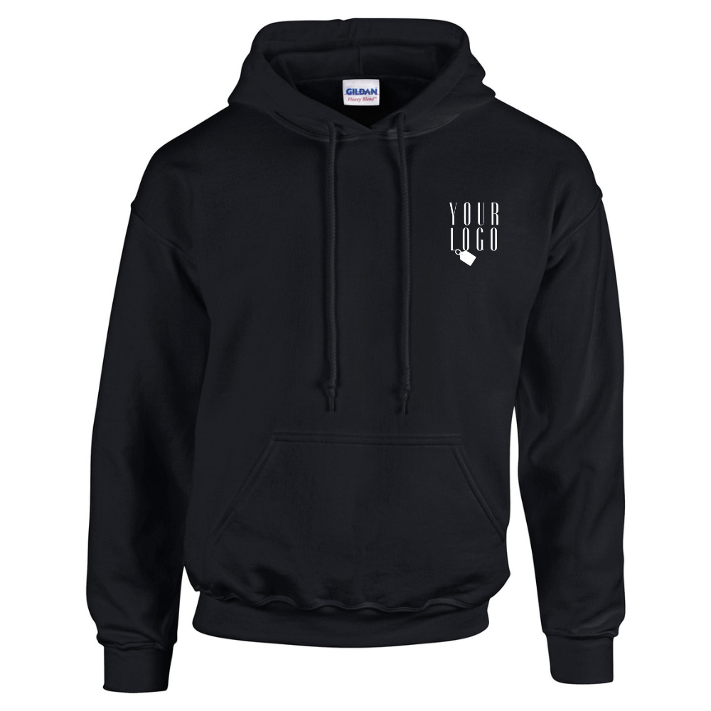 A hoodie with a personalised touch, featuring a company logo embroidered on the chest