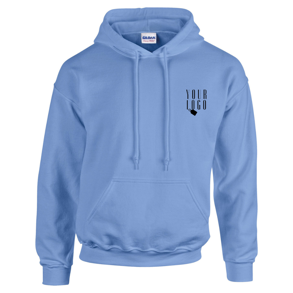 A hoodie with a personalised touch, featuring a company logo embroidered on the chest