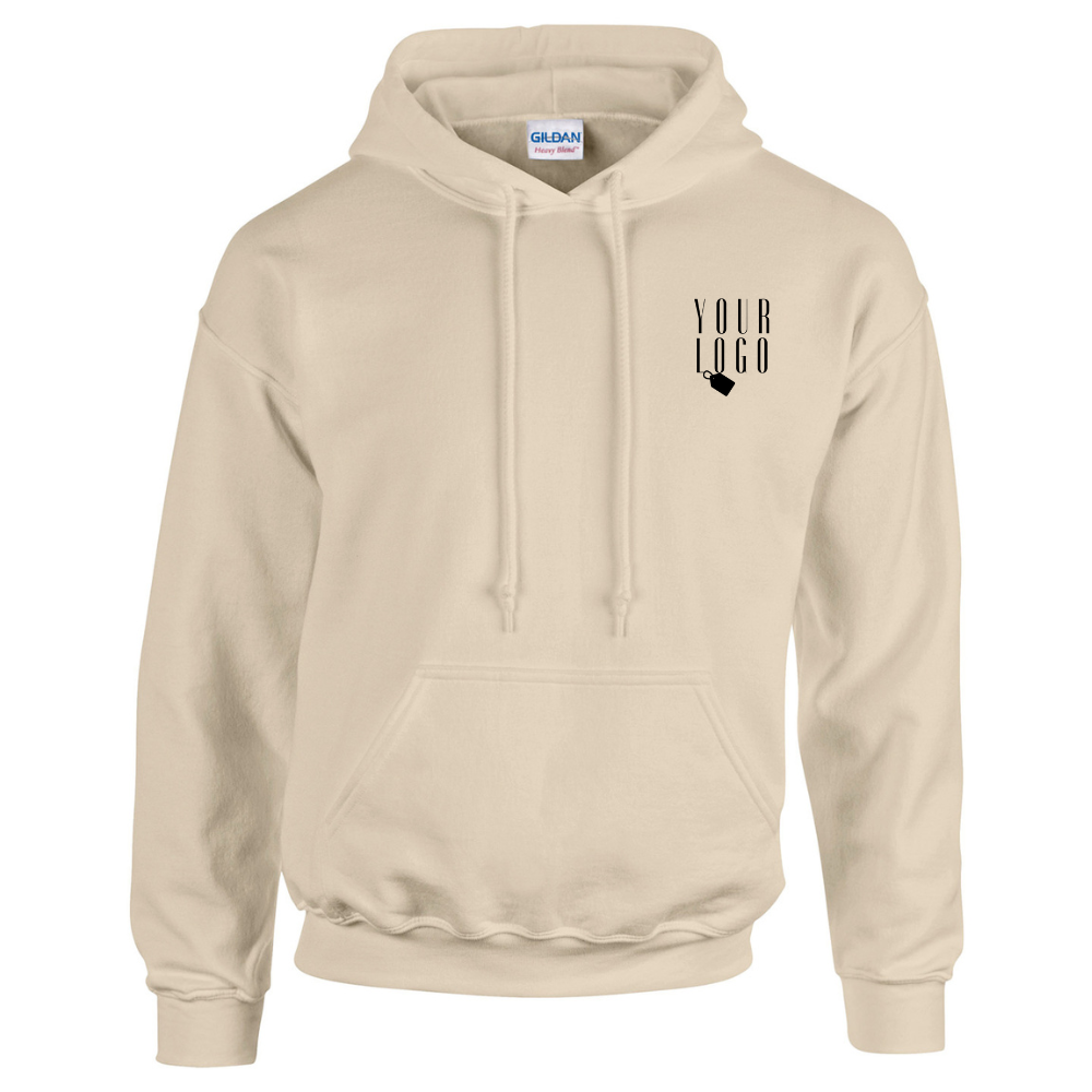 A hoodie with a personalised touch, featuring a company logo embroidered on the chest