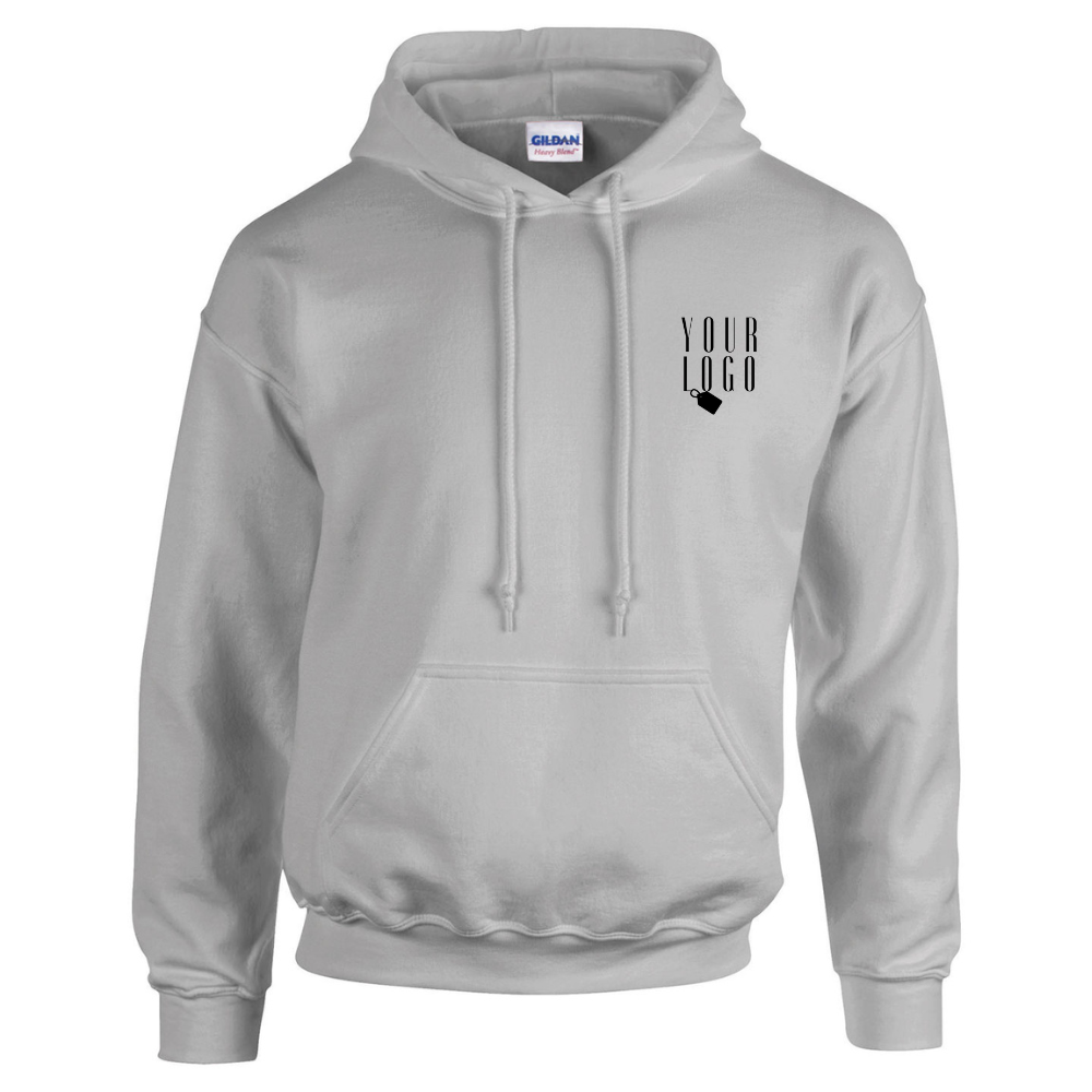 A hoodie with a personalised touch, featuring a company logo embroidered on the chest