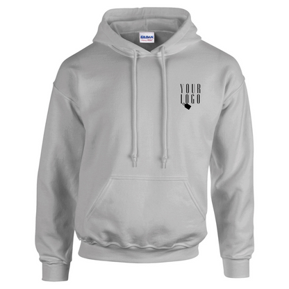 A hoodie with a personalised touch, featuring a company logo embroidered on the chest